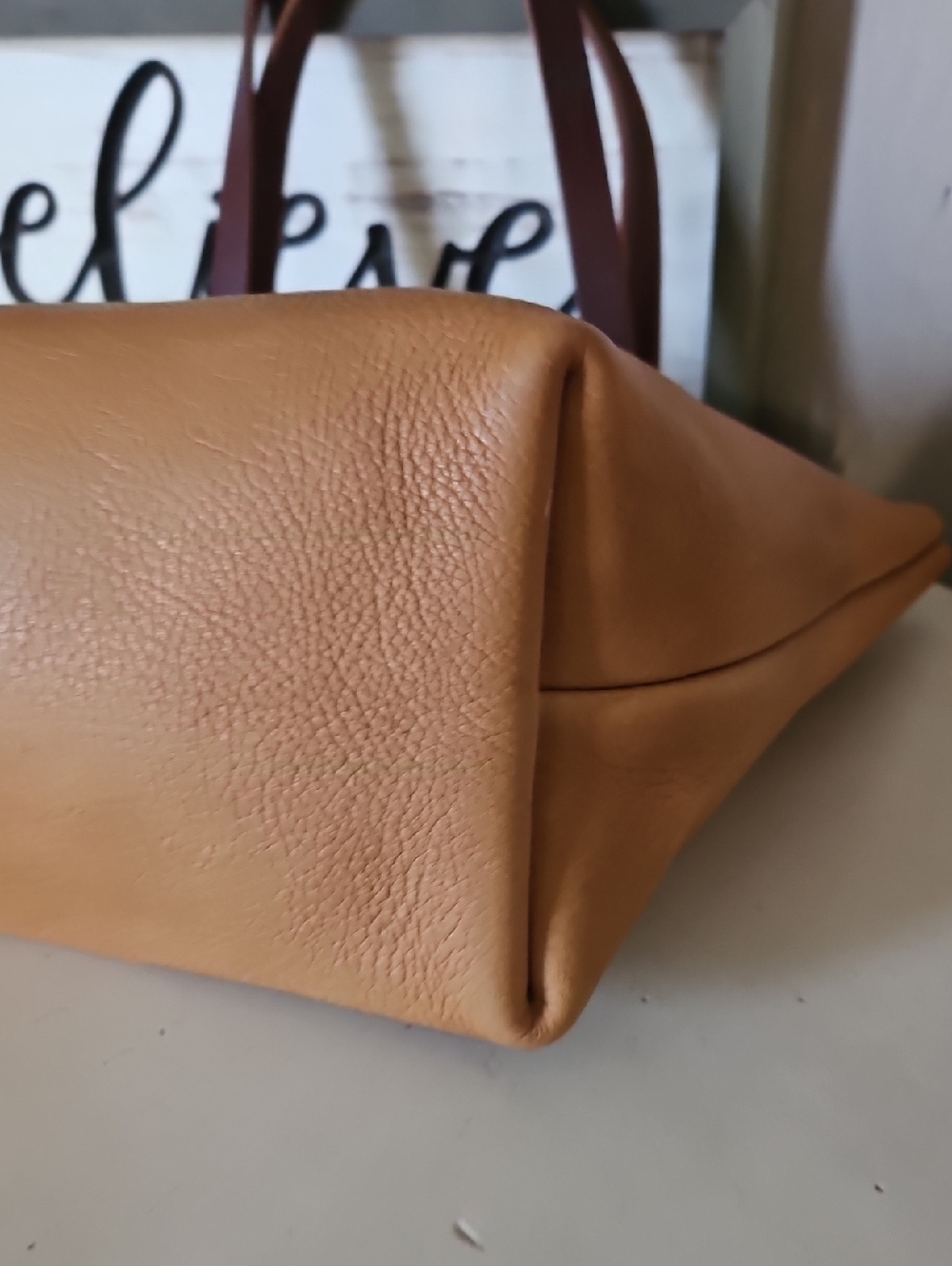 Go Forth Goods Large Avery Tan Leather Tote - Picture 9 of 10